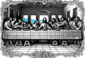 Last supper scene but everyone is a dead tattoo idea