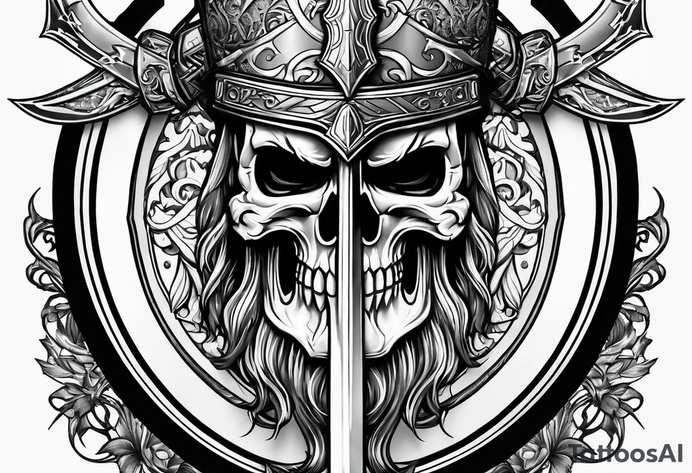 Valhalla sword shield  axe tattoo idea