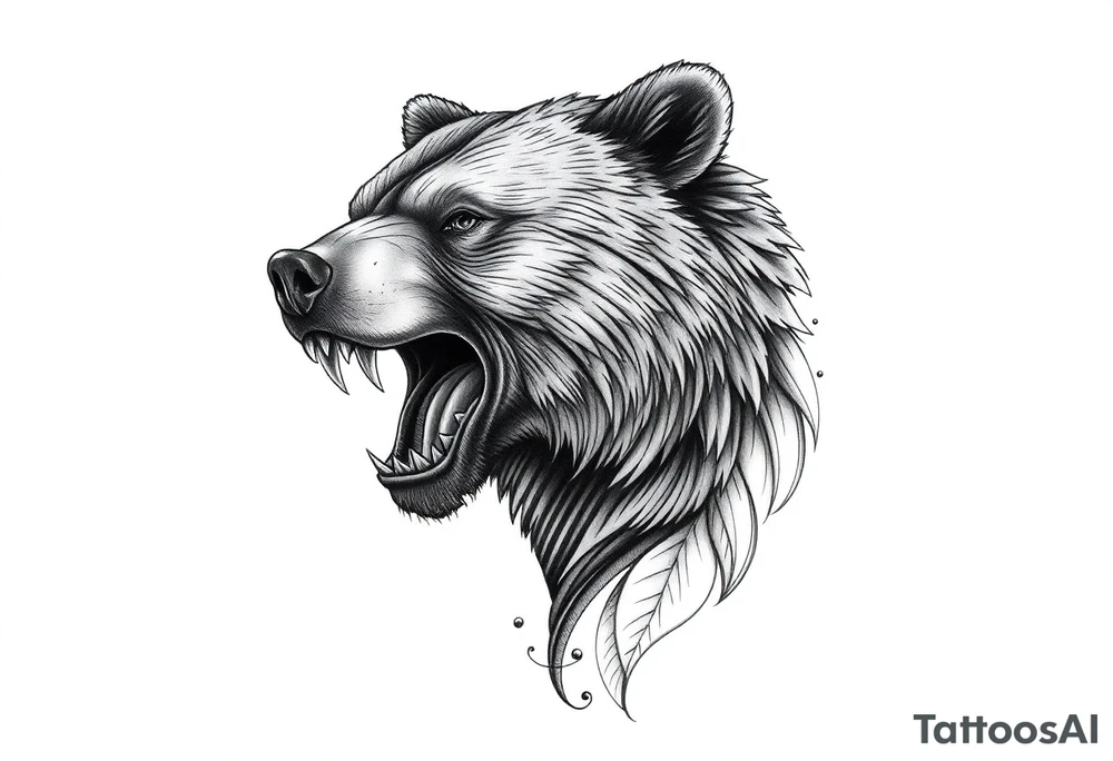 Hyper realistic bear baring its teeth tattoo idea