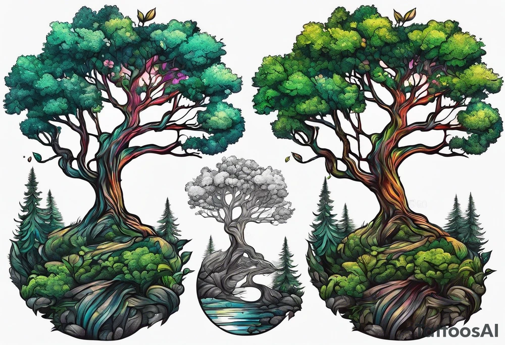 tree in forest tattoo idea