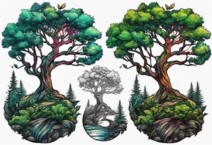 tree in forest tattoo idea