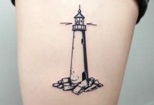 Simple lighthouse with pops tattoo idea