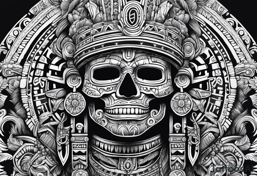 aztec god of death Mictlantecuhtli shoulder up tattoo idea