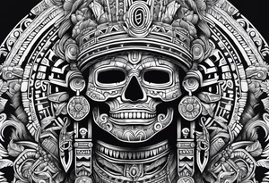aztec god of death Mictlantecuhtli shoulder up tattoo idea