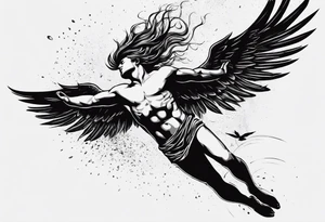 simple icarus falling small tattoo idea