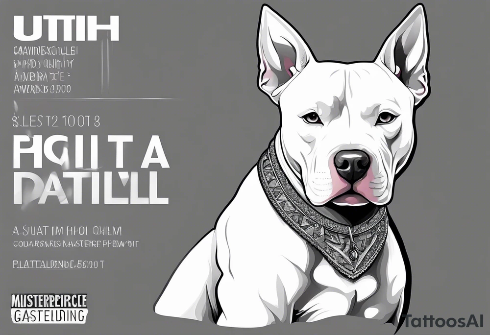 white pitbull pointed ears, paw tattoo idea