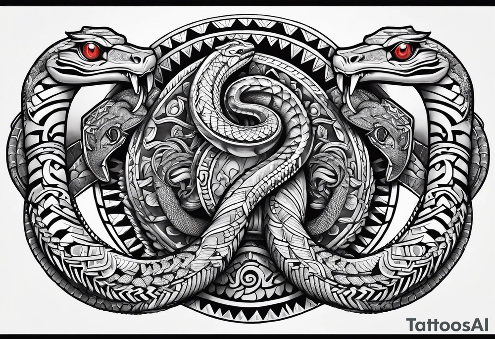 aztec snakes together tattoo idea