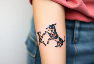 rednose pitbull and black blue heeler dogs playing together tattoo idea