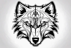 wolf head with katana in mouth tattoo idea