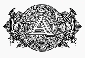 Valhalla berserker round shield axe
Valknut barbed wire tattoo idea