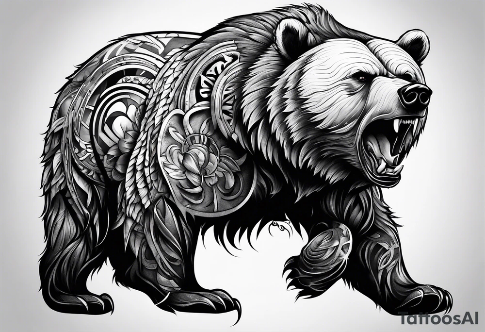 angry bear tattoo idea