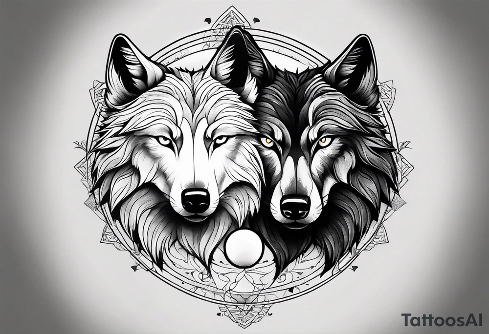 black wolf and white wolf in a ying yang style tattoo idea black wolf and white wolf in a ying yang style tattoo idea