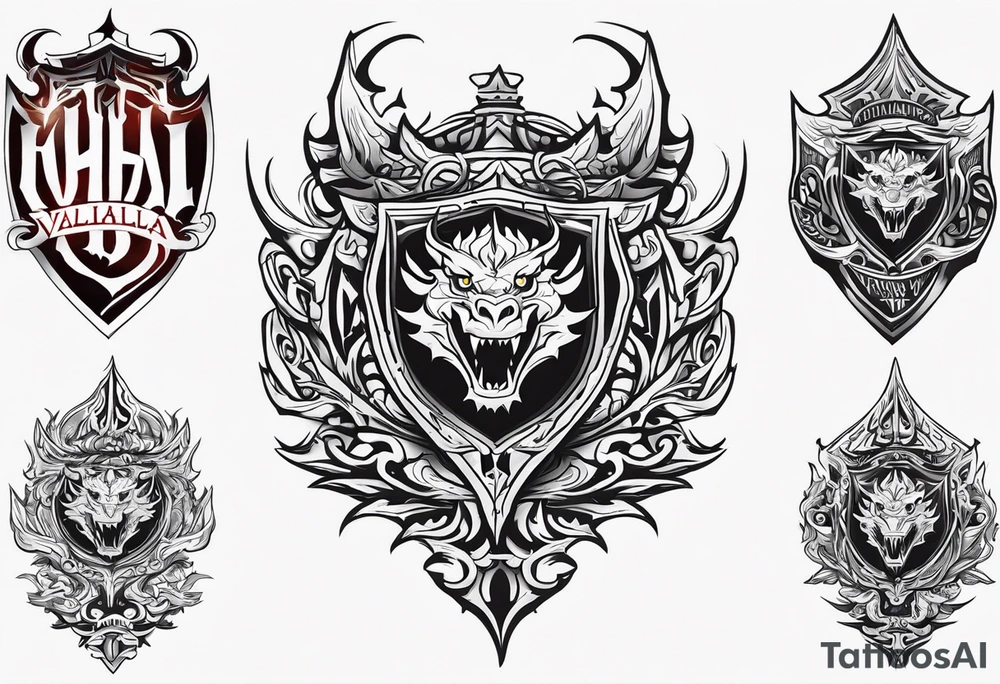 Valhalla fire sword shield dragon tattoo idea