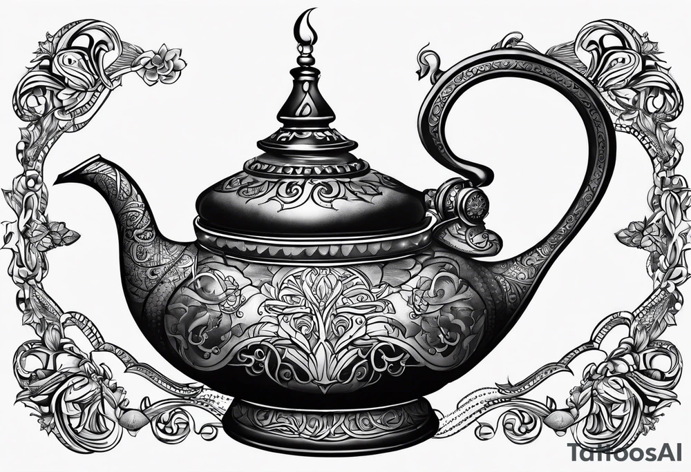 magic lamp with message prince ali tattoo idea