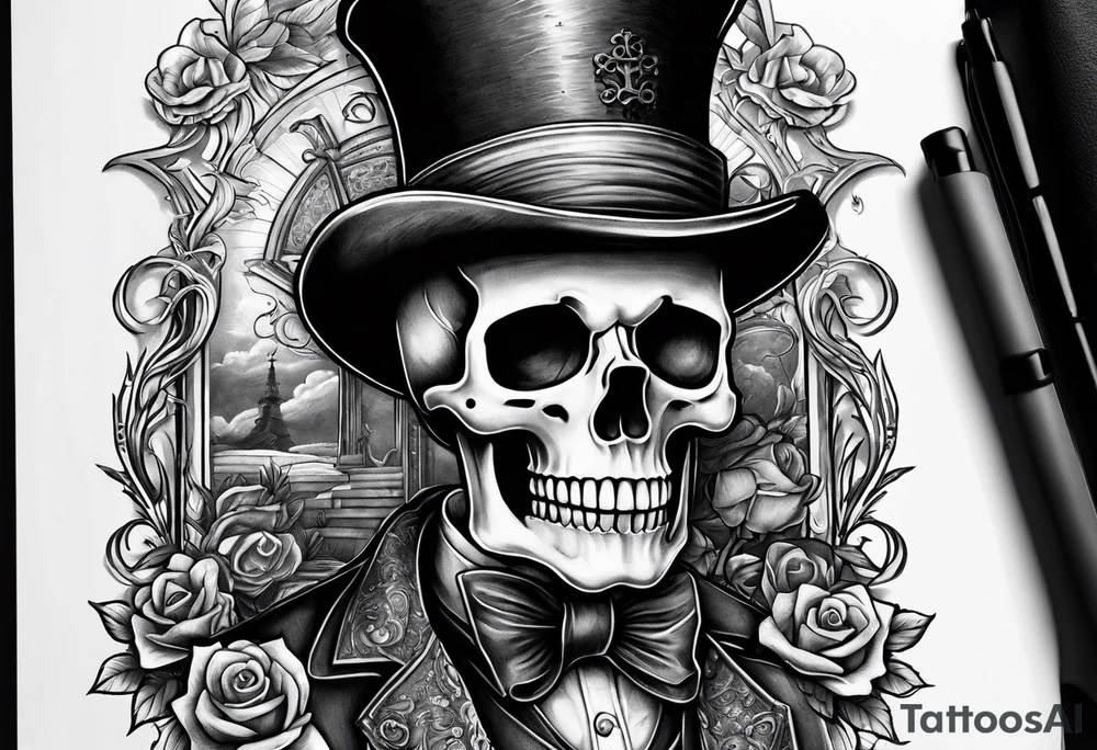 old time skeleton wearing a top hat holding a bible tattoo idea old time skeleton wearing a top hat holding a bible tattoo idea