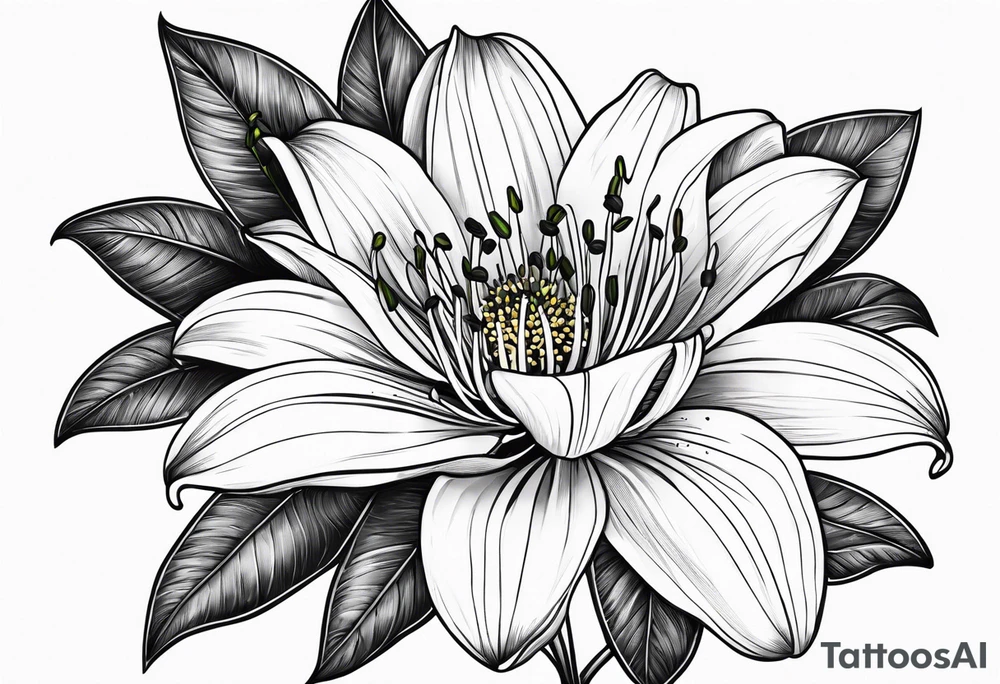 Lily & aster birth flower with stem tattoo idea