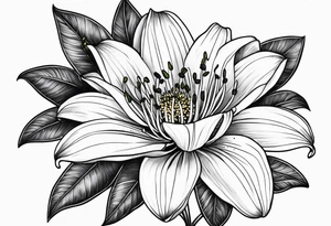 Lily & aster birth flower with stem tattoo idea