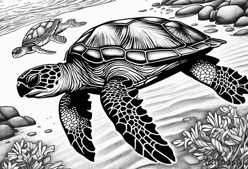 Hawaiian sea turtles tattoo idea