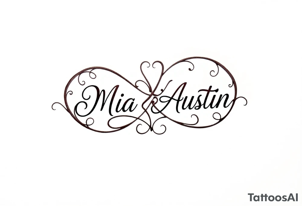 Infinity symbol with the name's Mia and Austin tattoo idea