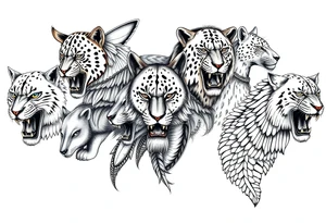 creative mix of different exotic animals tattoo idea