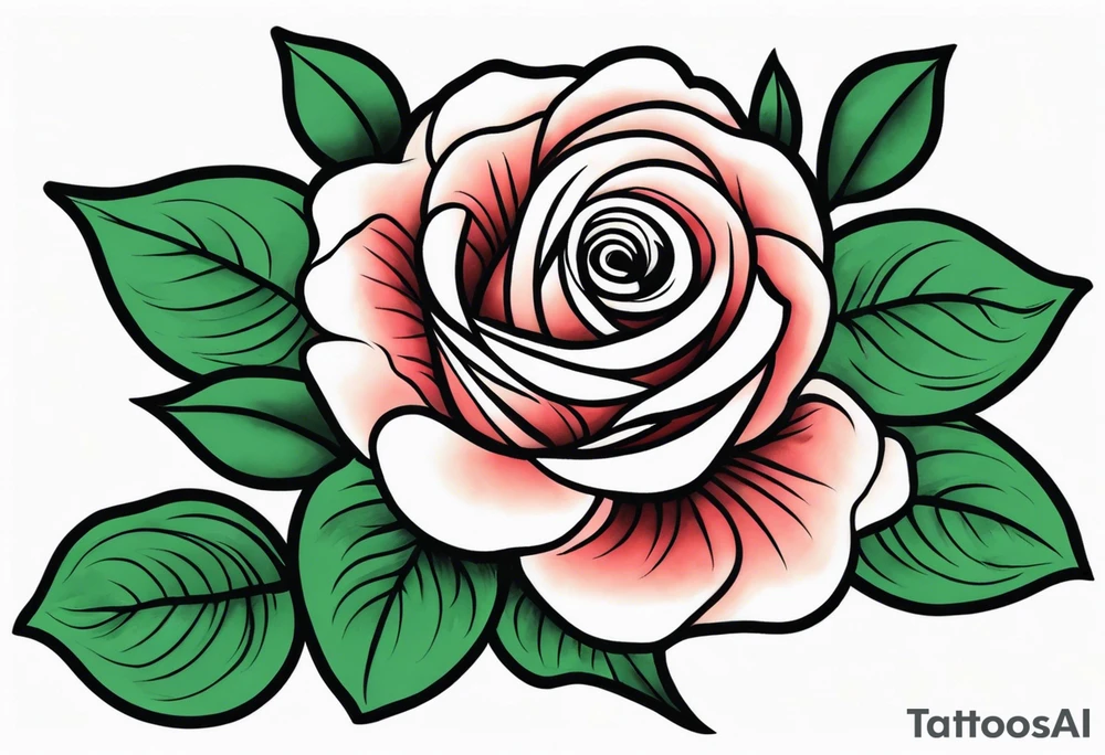 traditional rose green tattoo idea