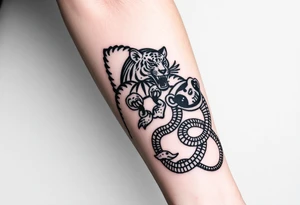 Crane, tiger, monkey and snake tattoo idea