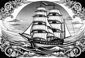 voilier avec phare marin imbriqué dans une voile. tattoo idea