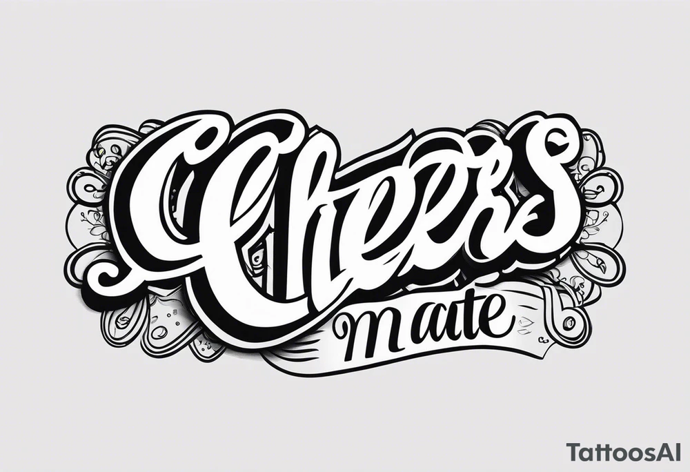 Cheers Mate text, armband +Cancer Ribbon tattoo idea