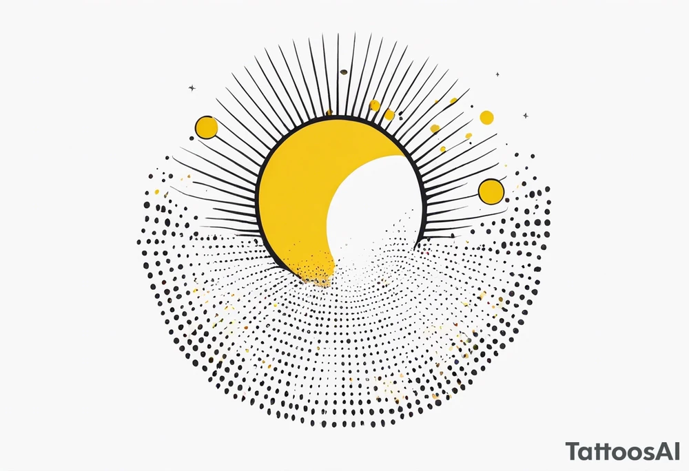 simple sunshine shape made of dots tattoo idea