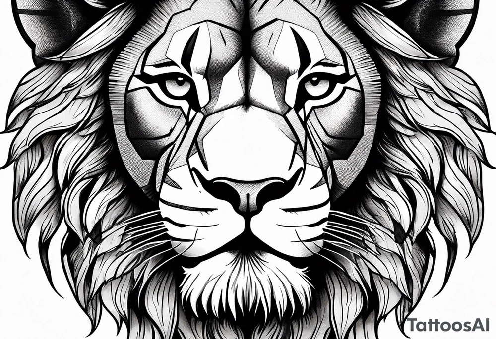 Half lion face and sport tattoo idea