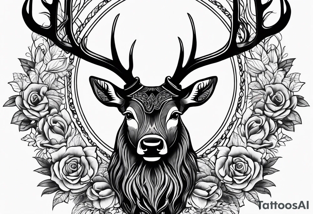 Western stag tattoo idea