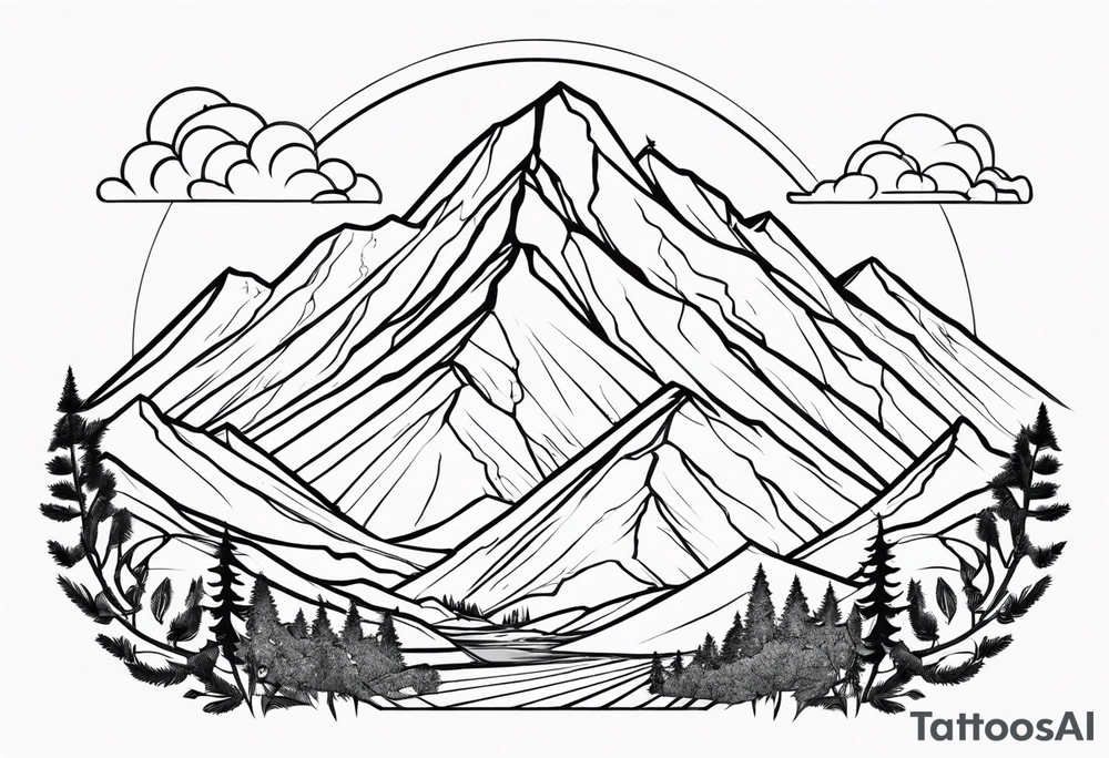 Sagittarius, cancer zodiac and mountain tattoo idea