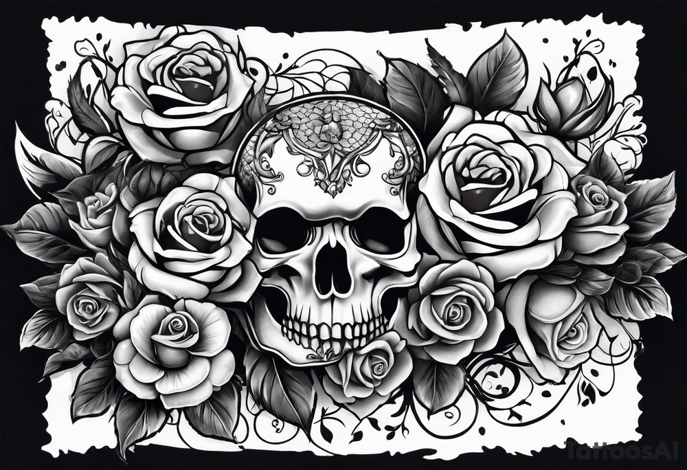 Arm sleeve with skulls alligators and roses tattoo idea