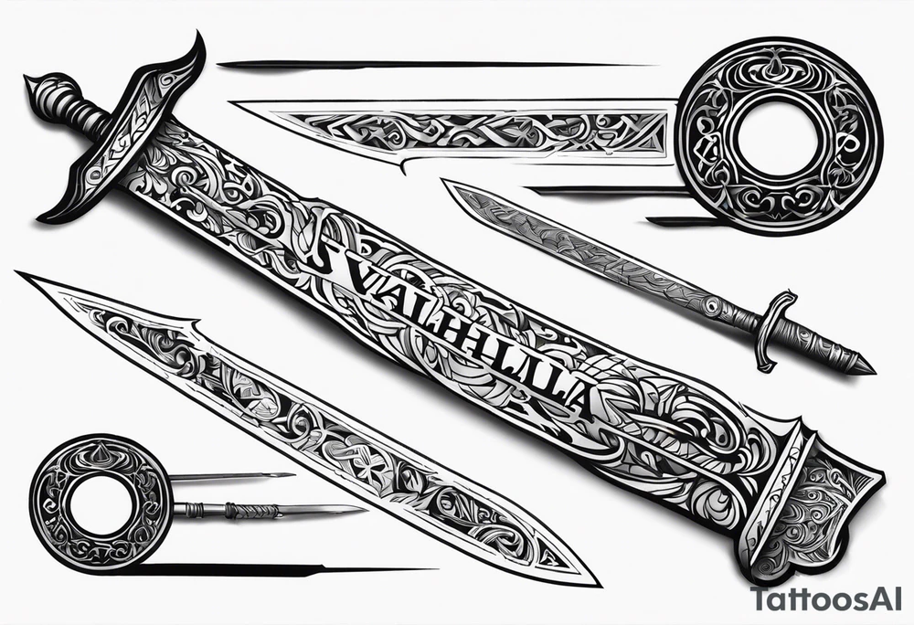 Valhalla  steps sword tattoo idea