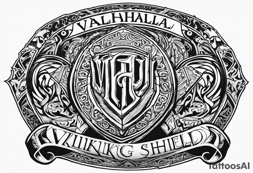 Valhalla viking gods shield hatchet sword tattoo idea