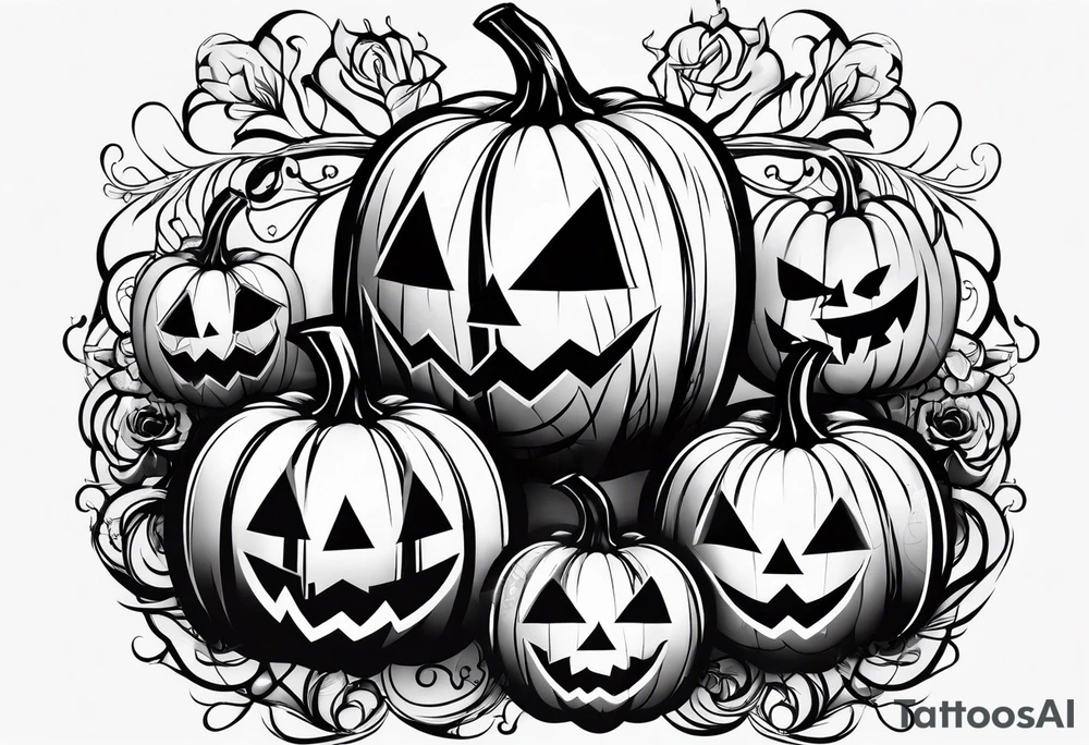 scary pumpkins modern tattoo idea