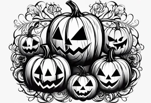 scary pumpkins modern tattoo idea