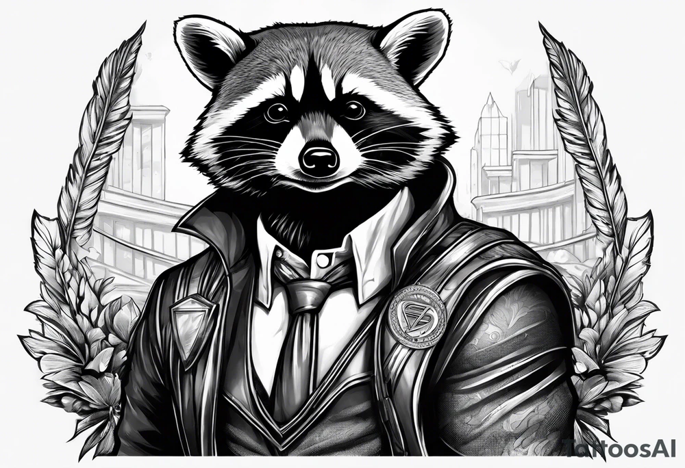 raccoon wearing a Superman t-shirt tattoo idea