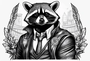 raccoon wearing a Superman t-shirt tattoo idea