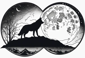 wolf in a moon tattoo idea