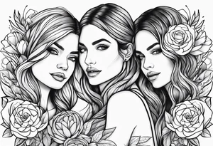 Mother and three daughters design no hearts or flowers tattoo idea
