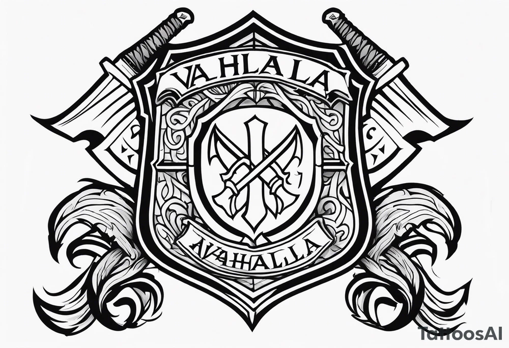 Valhalla shield  sword axe tattoo idea
