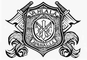 Valhalla shield  sword axe tattoo idea