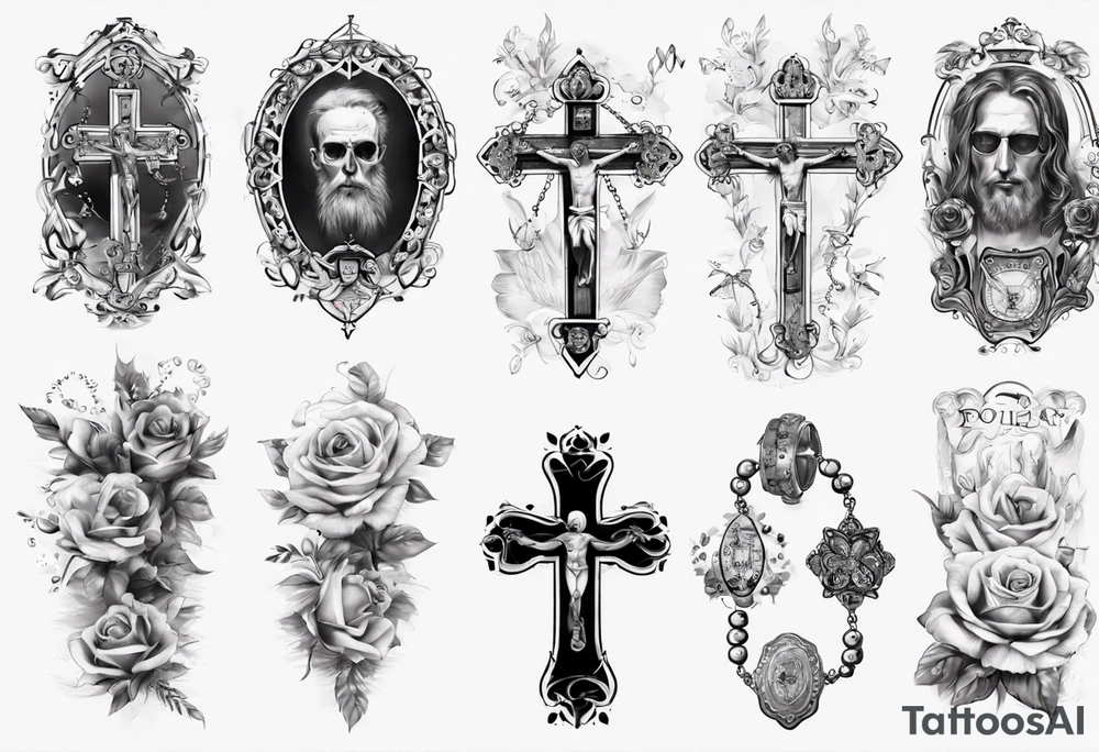 men’s arm sleeve, rosary, poland tattoo idea