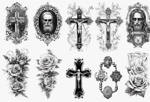 men’s arm sleeve, rosary, poland tattoo idea