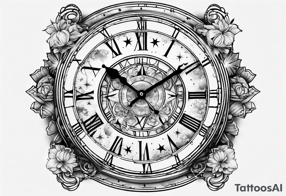 A clock in the cosmos tattoo idea