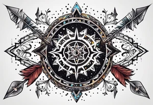 Constellation, arrow , snowflake tattoo idea