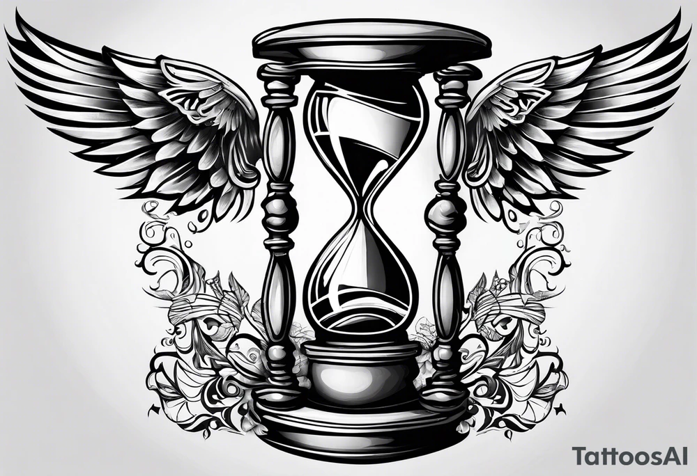 hourglass with wing carpe diem for men tattoo idea