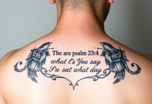 psalm 23:4 forearm tattoo and state what it says tattoo idea