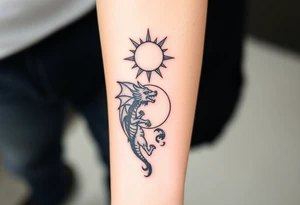devilish sun and dragon moon in constellation with the earth tattoo idea